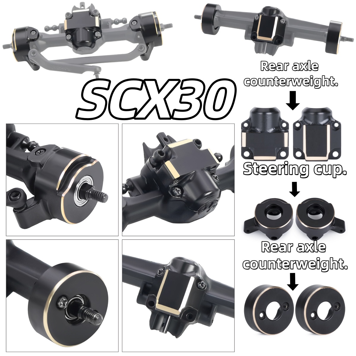 Brass Weight Plate - Accessori per Veicoli RC SCX30: Piastre