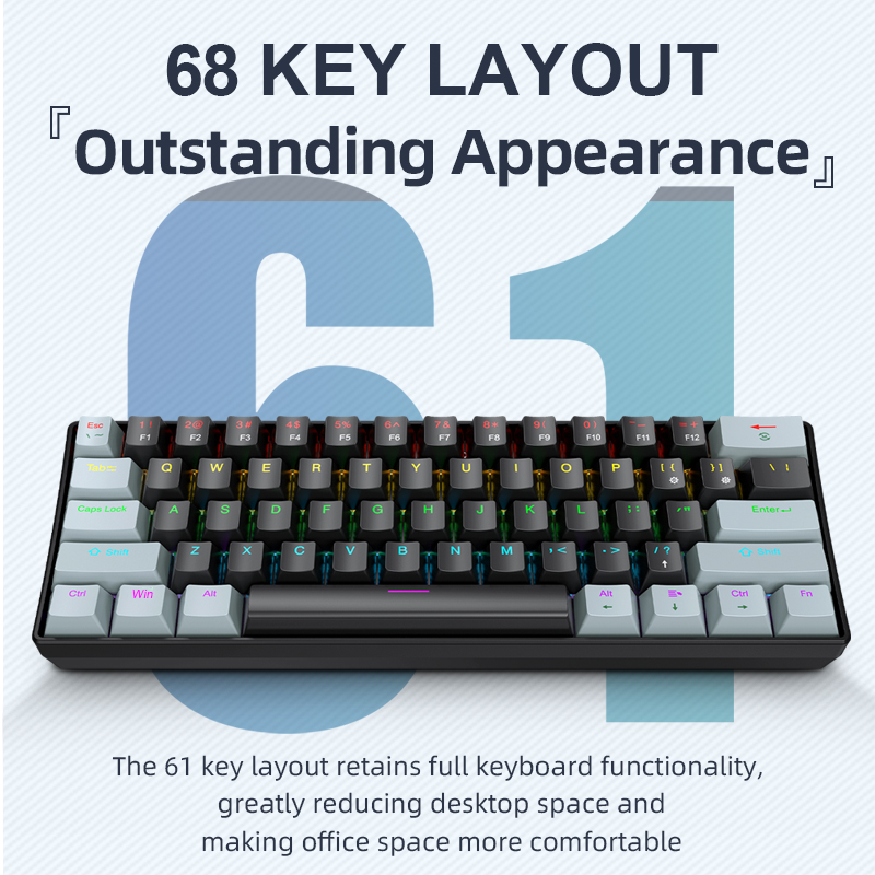 Gaming Keyboard Hot Swappable - APAYADO K61 Mini tastiera meccanica, cablata,