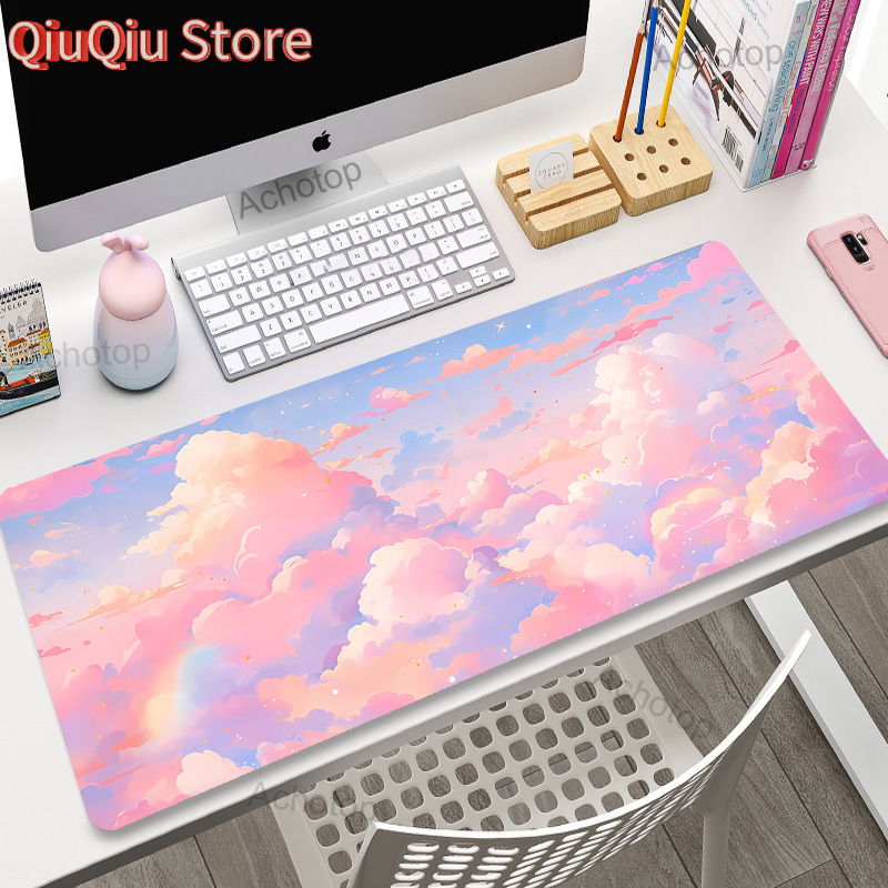 Keyboard Mouse Bundle Gaming - Tappetino per mouse con nuvole rosa