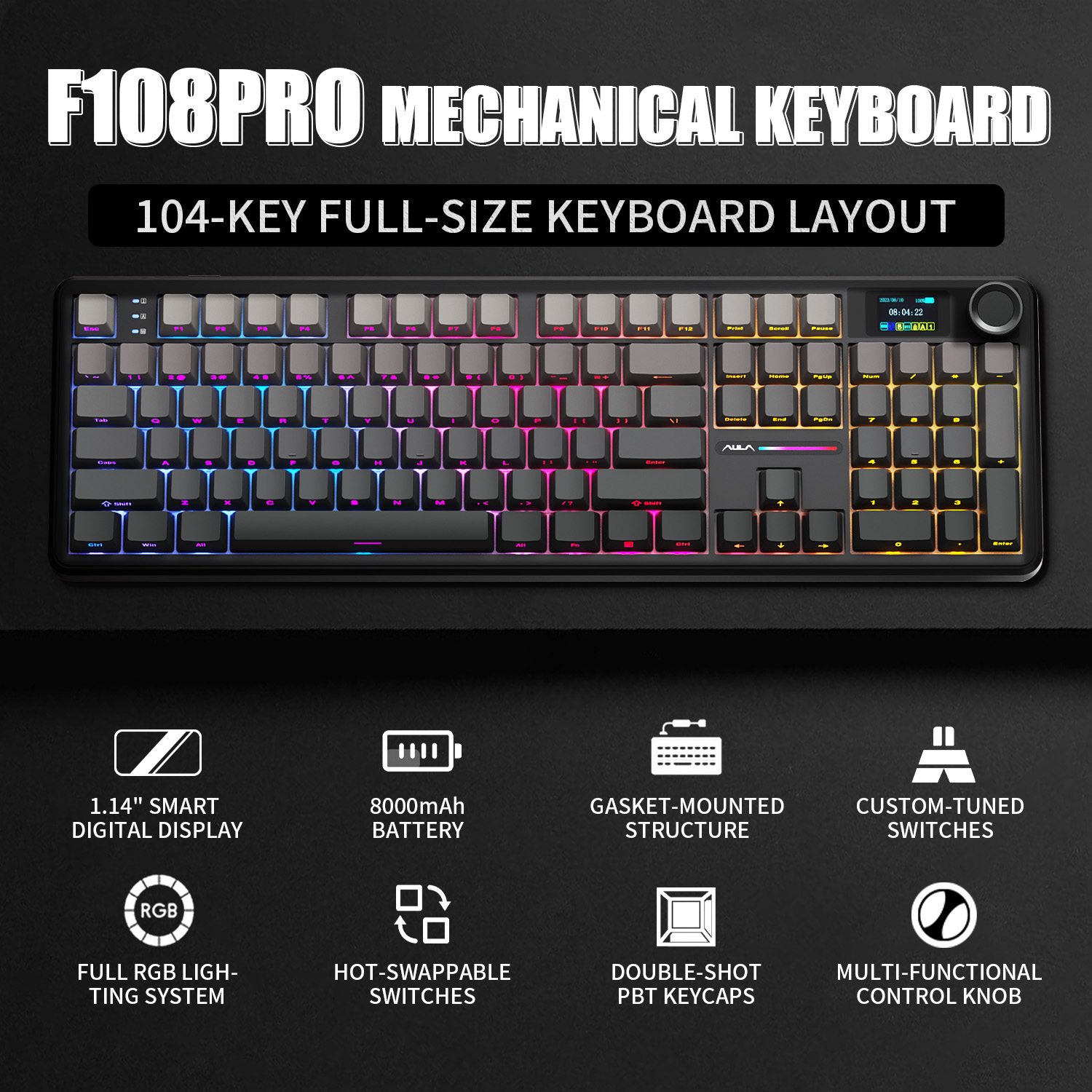 Keyboard Gaming Transparent - Tastiera Meccanica AULA F108 PRO Personalizzabile