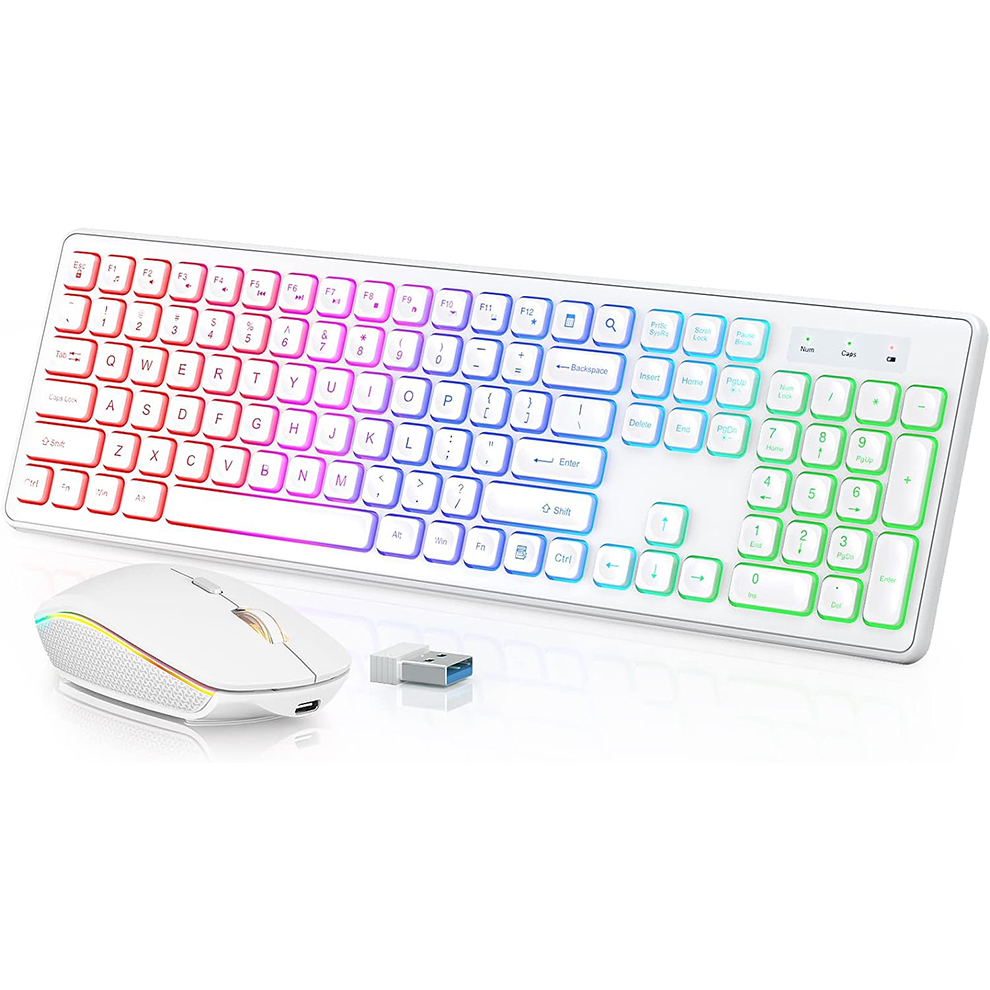Gaming Keyboard Bluetooth - Tastiera e mouse wireless retroilluminati, tasti