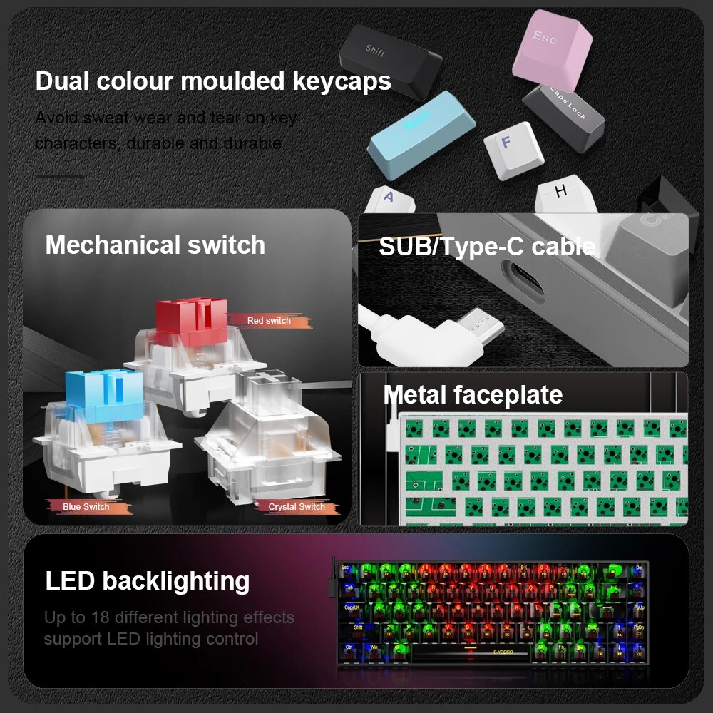 E-YOOSO Z686 USB Mini Slim tas - Gaming Keyboard Mobile recensione e prezzo